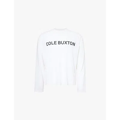 Cole Buxton Mens Vintage White Branded Long-sleeved Woven T-shirt