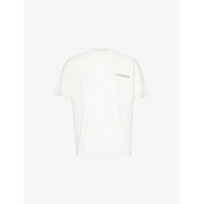 Cole Buxton Mens Vintage White Flame Brand-print Cotton-jersey T-shirt
