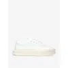 Cole Buxton Mens White Wilson Logo-engraved Leather Low-top Trainers In White