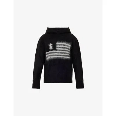 Cole Buxton Mens Black American-flag Soft-touch Alpaca Blend Hoody Xl