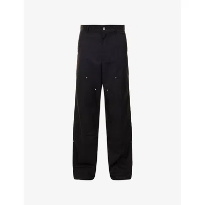 Cole Buxton Mens Black Carpenter Straight-leg Woven Trousers