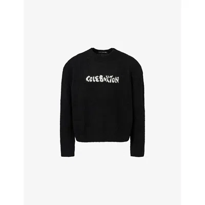 Cole Buxton Mens Black Signed-logo Knitted Wool-blend Jumper