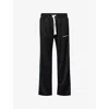 Cole Buxton Mens Black Piping-trimmed Wide-leg Jersey Jogging Bottoms In Black/green