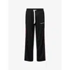 Cole Buxton Mens  Logo-print Contrast-stripe Woven Track Jogging Bottoms In Black/red