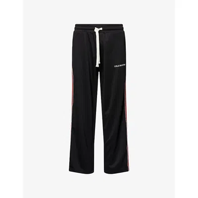Cole Buxton Mens  Logo-print Contrast-stripe Woven Track Jogging Bottoms In Black/red