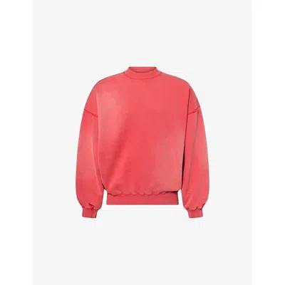 Cole Buxton Mens Washed Red Distressed Relaxed-fit Cotton Sweatshirt Xxl