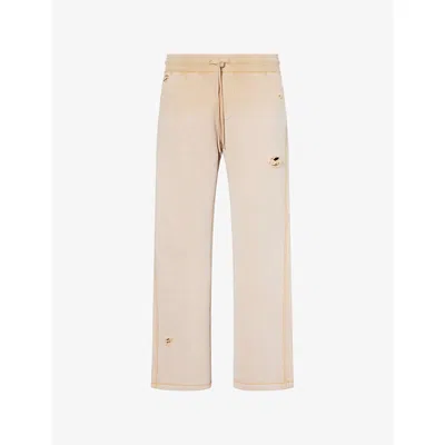 Cole Buxton Mens Washed Sand Distressed Straight-leg Cotton Jogging Bottoms Xl