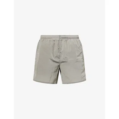 Cole Buxton Mens Grey Embroidered-logo Welt-pocket Swim Shorts In Gray