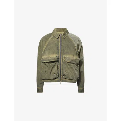 Cole Buxton Mens Brown Faded Wash Patch-pocket Cotton Jacket