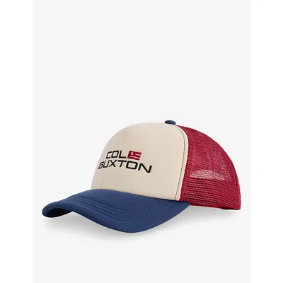 Cole Buxton Mens  Flag Woven Trucker Hat In Red Navy