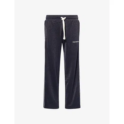 Cole Buxton Mens Navy Glitter Logo-print Woven Track Jogging Bottoms Xl In Blue
