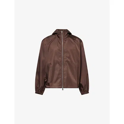 Cole Buxton Mens Brown Hooded Windbreaker Woven Jacket