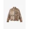 Cole Buxton Mens Leopard Relaxed-fit Woven Track Jacket