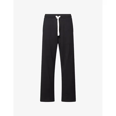 Cole Buxton Mens Black Lounge Straight-leg Cotton-jersey Jogging Bottoms In Blue