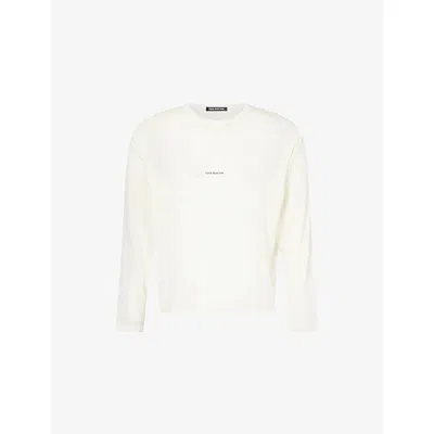 Cole Buxton Mens Vintage White Mini-logo Sheer Long-sleeve Woven T-shirt