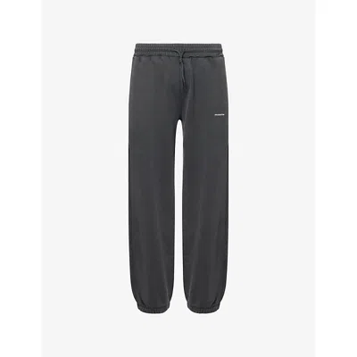 Cole Buxton Mens Vintage Black Mini Logo Wide-leg Cotton-jersey Jogging Bottoms In Gray
