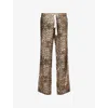 Cole Buxton Mens Piped Leopard-print Woven Bottoms