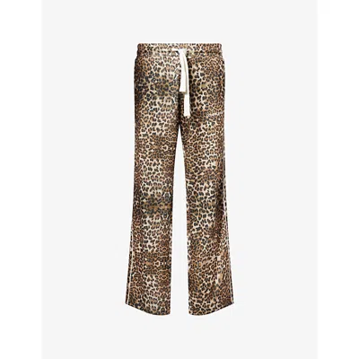 Cole Buxton Mens Piped Leopard-print Woven Bottoms