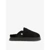 Cole Buxton Mens Black Shearling-lined Flat Suede Mules In Black