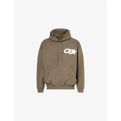Cole Buxton Mens Khaki Star Racing Logo-print Cotton Hoody In Brown