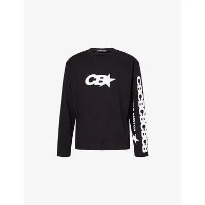 Cole Buxton Mens Black Star Racing Long-sleeve Cotton T-shirt