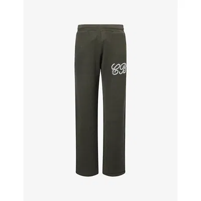 Cole Buxton Mens Khaki Brand-embroidery Straight-leg Cotton-knit Jogging Bottoms