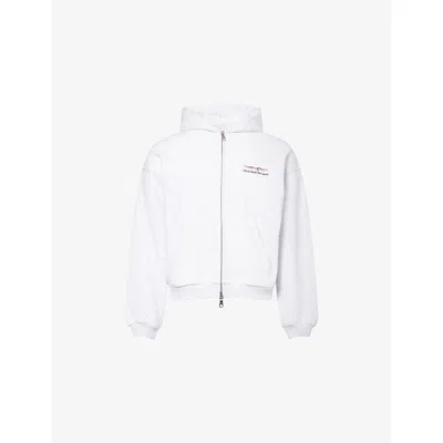 Cole Buxton Mens Light Grey Marl  Sport Zipped Cotton-jersey Hoody In White