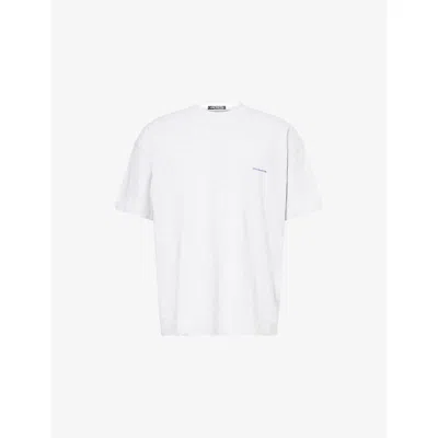 Cole Buxton Mens Light Grey Marl Mini Logo Relaxed-fit Cotton-jersey T-shirt In White