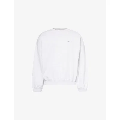 Cole Buxton Mens Light Grey Marl Relaxed-fit Mini Logo Cotton Sweatshirt Xs In White