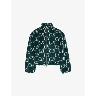 Cole Buxton Mens Forest Green Monogram Oversized Fleece Jacket