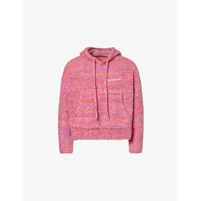 Cole Buxton Mens Pink Bouclé Intarsia-logo Wool-blend Hoody