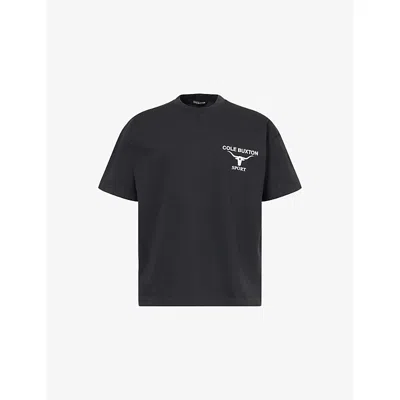 Cole Buxton Mens Vintage Black Longhorn Brand-print Cotton T-shirt