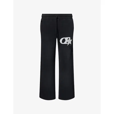 Cole Buxton Mens Star Distressed Cotton-jersey Jogging Bottoms Vintage Black Xl