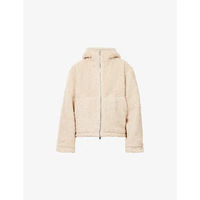 Cole Buxton Mens Vintage White Fixed-hood Zip-through Faux-shearling Jacket Xs In Brown