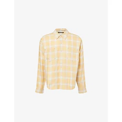 Cole Buxton Mens Yellow Western Check Woven Shirt In Animal Print