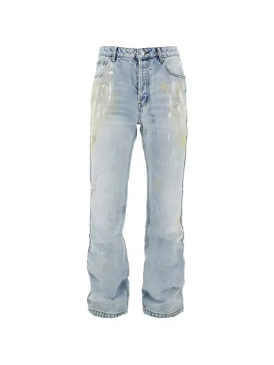 Cole Buxton Paint-splatter Distressed Jeans In Blue