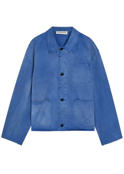 Cole Buxton Patch Pocket Cotton And Wool-blend Overshirt In Blue