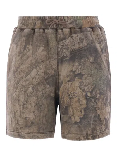 Cole Buxton Real Tree Camouflage Jersey Shorts In Gray