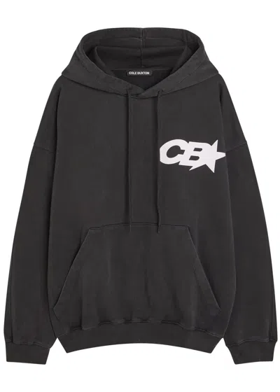 Cole Buxton Star Racing Hooded Printed Cotton Sweatshirt In Black