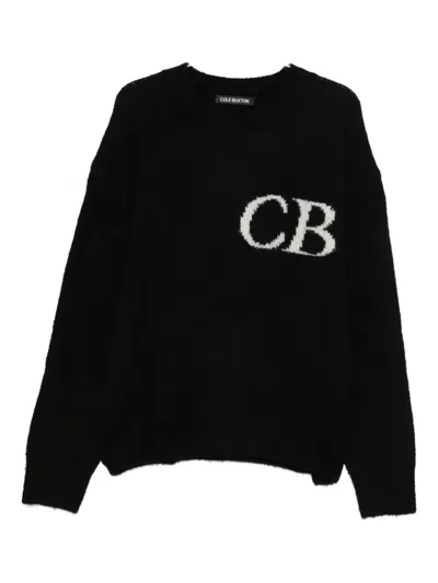 Cole Buxton Logo-intarsia Brushed Wool-blend Jumper In Black