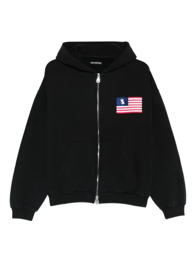 Cole Buxton Two Star Flag Zipped Hoodie In Black