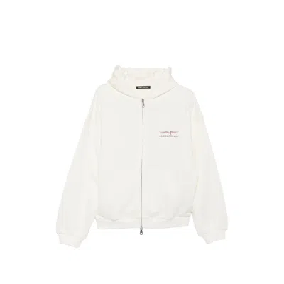 Cole Buxton Zip-front Cotton Hooded Sweatshirt In White