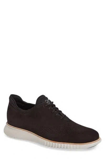 Cole Haan 2.zerogrand Laser Wing Derby In Black/grey Nubuck Leather