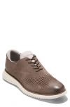 Cole Haan Men's 2.zerøgrand Lace-up Laser Wingtip Oxford Shoes In Chocolate Truffle/ivory