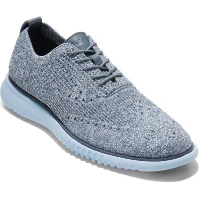 Cole Haan 2.zerogrand Stitchlite Water Resistant Wingtip In Marine Blue/vapor Grey