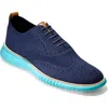 Cole Haan 2.zerogrand Stitchlite Water Resistant Wingtip In Stormy Weather/blue