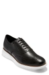 Cole Haan 2.zerogrand Wingtip Oxford In Black Leather/optic White