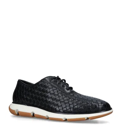 Cole Haan 4.zerøgrand Oxford Sneakers In Black Woven Leather/ivory