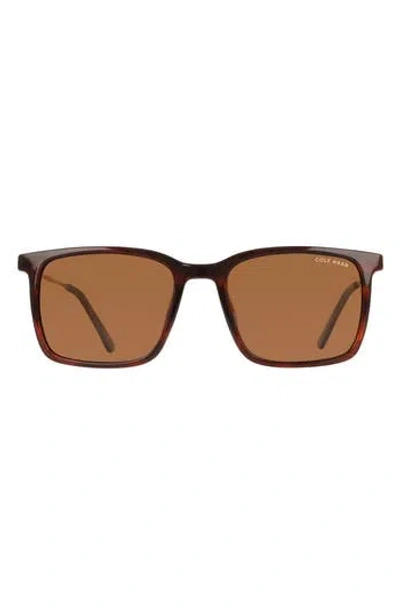 Cole Haan 55mm Rectangular Sunglasses In Brown