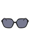 Cole Haan 57mm Modified Rectangular Sunglasses In Black